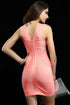 Pink Ribbed V-neck Party Bandage Dress